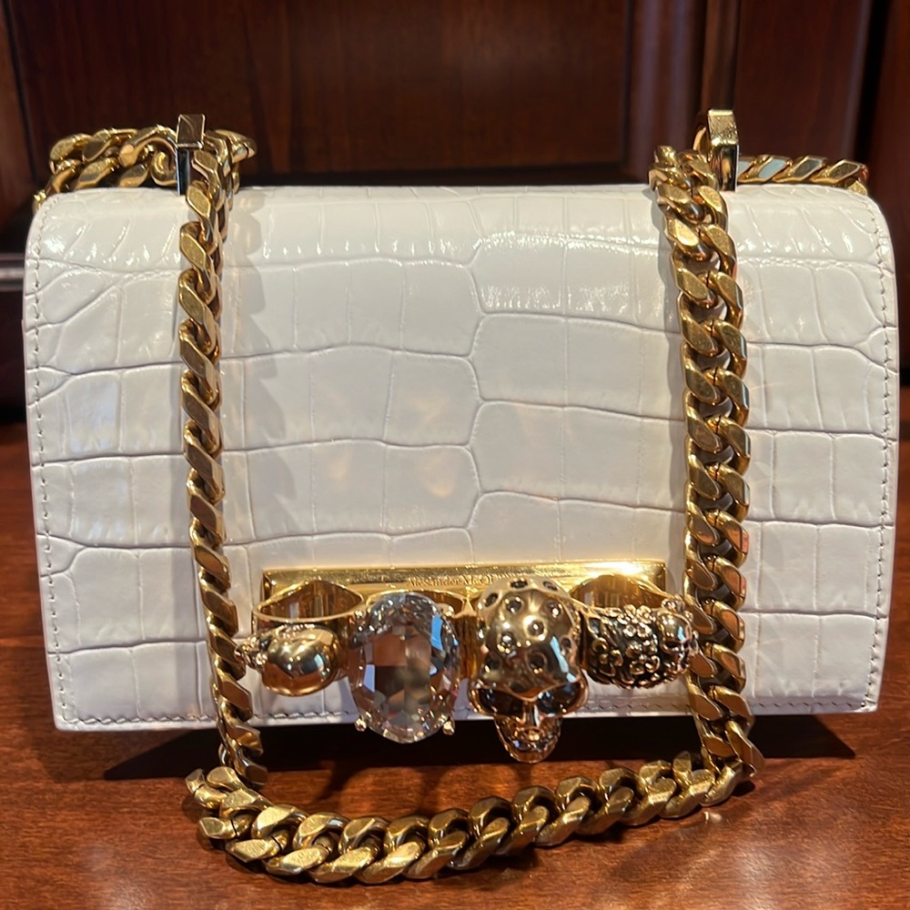 Alexander McQueen Croc Embossed Leather Satchel